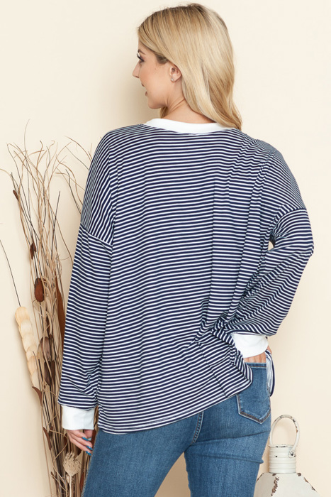 LOOSE FIT STRIPE TUNIC TOP