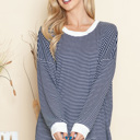 Large NAVY LOOSE FIT STRIPE TUNIC TOP