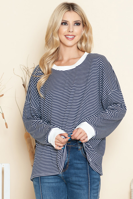 LOOSE FIT STRIPE TUNIC TOP