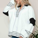 Medium BLACK SOLID LOOSE FIT TOP WITH STRIPE CONTRAST