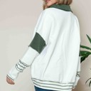 Large OLIVE SOLID LOOSE FIT TOP WITH STRIPE CONTRAST