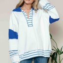 Large ROYAL BLUE SOLID LOOSE FIT TOP WITH STRIPE CONTRAST