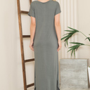 Medium SAGE SHORT SLEEVE MAXI DRESS WITH SIDE SLIT AND POCKETS