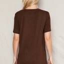 Small BROWN SUPER SOFT BASIC SOLID SHORT SLEEVE TOP