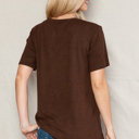 Large BROWN SUPER SOFT BASIC SOLID SHORT SLEEVE TOP