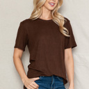 XL BROWN SUPER SOFT BASIC SOLID SHORT SLEEVE TOP