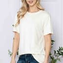 Medium IVORY SUPER SOFT BASIC SOLID SHORT SLEEVE TOP