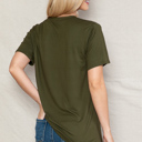 Small OLIVE SUPER SOFT BASIC SOLID SHORT SLEEVE TOP