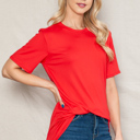 Medium RED SUPER SOFT BASIC SOLID SHORT SLEEVE TOP