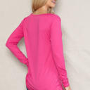 Large FUCHSIA SUPER SOFT V-NECK LONG SLEEVE TOP
