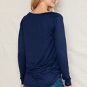 Medium NAVY SUPER SOFT V-NECK LONG SLEEVE TOP