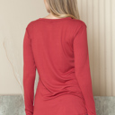 Small BURNT RED ROUNDED BOTTOM SOLID BASIC LONG SLEEVE TOP
