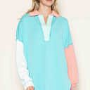 Small SAPPHIRE OVERSIZED POLO WAVE RIB TUNIC WITH CONTRAST