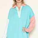 Medium SAPPHIRE OVERSIZED POLO WAVE RIB TUNIC WITH CONTRAST