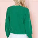 Medium KELLY GREEN CROP LONG SLEEVE WAVE RIB TOP