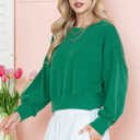 XL KELLY GREEN CROP LONG SLEEVE WAVE RIB TOP