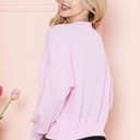 Large LIGHT PINK CROP LONG SLEEVE WAVE RIB TOP
