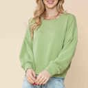 Medium PISTACHIO CROP LONG SLEEVE WAVE RIB TOP