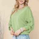 Medium PISTACHIO CROP LONG SLEEVE WAVE RIB TOP