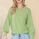 XL PISTACHIO CROP LONG SLEEVE WAVE RIB TOP