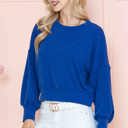 Medium ROYAL BLUE CROP LONG SLEEVE WAVE RIB TOP