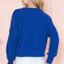 Medium ROYAL BLUE CROP LONG SLEEVE WAVE RIB TOP
