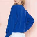 XL ROYAL BLUE CROP LONG SLEEVE WAVE RIB TOP