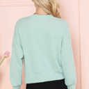 Medium SAGE CROP LONG SLEEVE WAVE RIB TOP