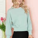 XL SAGE CROP LONG SLEEVE WAVE RIB TOP