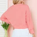 Medium SALMON CROP LONG SLEEVE WAVE RIB TOP