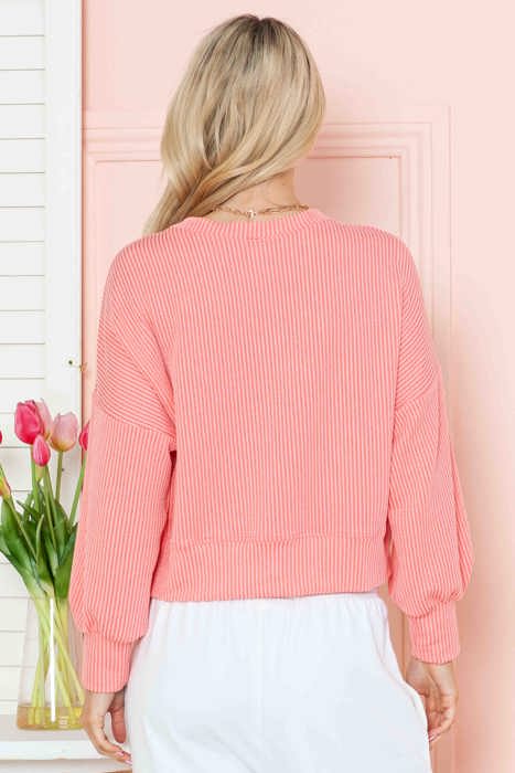 CROP LONG SLEEVE WAVE RIB TOP