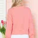 Large SALMON CROP LONG SLEEVE WAVE RIB TOP