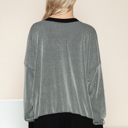 L-XL LIGHT GREY TWO COLOR WAVE RIB SWEATSHIRT WITH SIDE SLIT