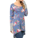 Small BLUE Hi-Low Floral Tunic with Thumb Hole