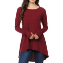 Large BURGUNDY Solid Hi-Low Tunic with Thumb Hole