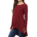 Large BURGUNDY Solid Hi-Low Tunic with Thumb Hole