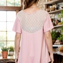 Medium ROSE SOLID SHORT SLEEVE TOP WITH BACK LACE CONTRAST