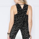 Small BLACK RIBBED POLKADOT TANK TOP WITH CROSS BACK