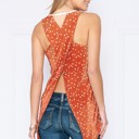 Medium RUST RIBBED POLKADOT TANK TOP WITH CROSS BACK