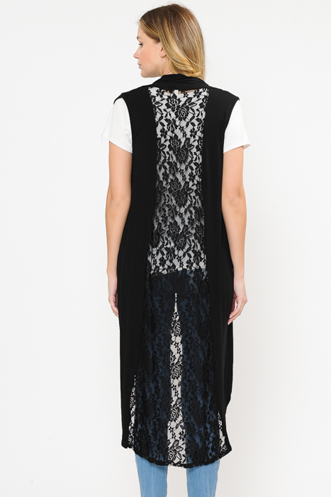 HI-LOW BACK LACE DETAIL VEST