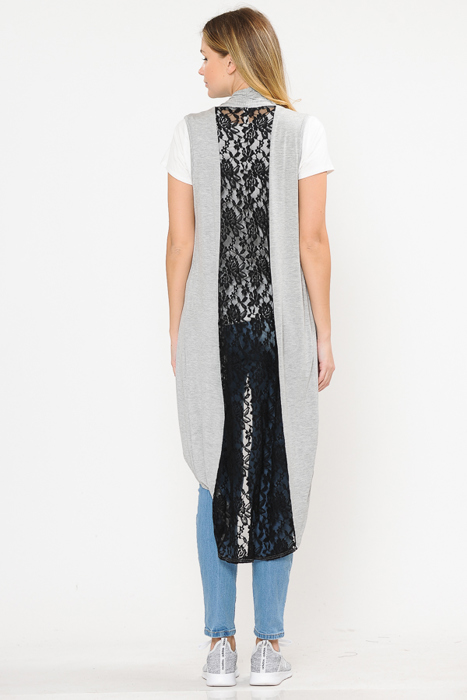 HI-LOW BACK LACE DETAIL VEST