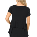 Small BLACK SHORT SLEEVE TOP WITH BACK RUFFLE