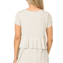 Large CREAM SHORT SLEEVE TOP WITH BACK RUFFLE