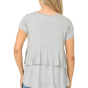 Large GREY SHORT SLEEVE TOP WITH BACK RUFFLE