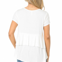 Large WHITE SHORT SLEEVE TOP WITH BACK RUFFLE