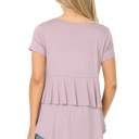 Small LAVENDER SHORT SLEEVE TOP WITH BACK RUFFLE