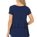 Small NAVY SHORT SLEEVE TOP WITH BACK RUFFLE