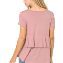 XL ROSE SHORT SLEEVE TOP WITH BACK RUFFLE