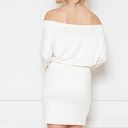 Medium WHITE SOLID OFF-SHOULDER BLOUSON DRESS