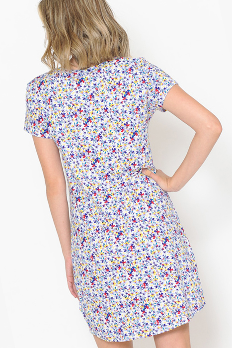 DITSY FLORAL SHORT SLEEVE DRESS WITH FRONT TIE